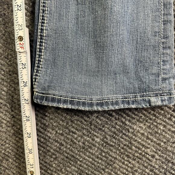 Y2K Womens Miss Me Signature Boot Embroidered Pocket Angel Bling Jeans W28xL27 - Picture 5 of 7